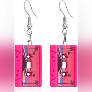 Pink Cassette Tape Earrings